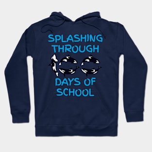 Splashing Through 100 Days of School Orca Killer Whale Kids Hoodie